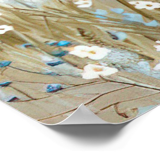 Een blauwe boot op een strand kustlandschap poster (Hoek)