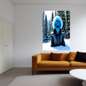 Een blauwe buitenaardse en veel sneeuw | AI Art. Poster