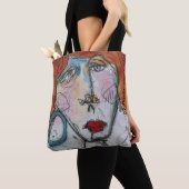 Eén blauwe Canvas tas (Dichtbij)