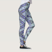 Een blauwe chevron textuur "Ratti_Creative_Arts" Leggings (Rechts)