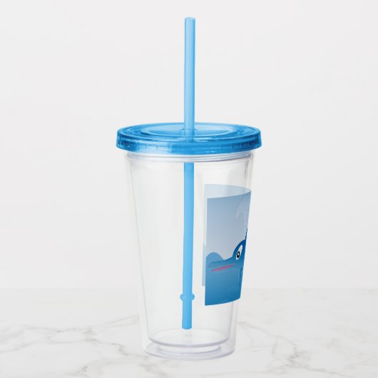 Een blauwe dolfijn acryl drinkbeker (Rechts)