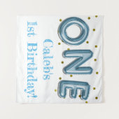 Eén blauwe en gouden feestfoto-achtergrond wandkleed (Voorkant (horizontaal))