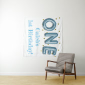 Eén blauwe en gouden feestfoto-achtergrond wandkleed (In Situ (horizontaal))