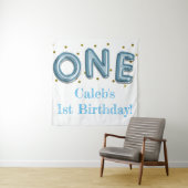 Eén blauwe en gouden feestfoto-achtergrond wandkleed (In situ)