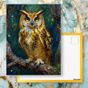 Een Blauwe en Gouden Uil   Contact houden Briefkaart
