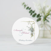 Een blauwe en roze bruiloft met 'vergeet-me-nots' kaart (Staand voorkant)