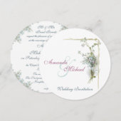 Een blauwe en roze bruiloft met 'vergeet-me-nots' kaart (Voorkant / Achterkant)