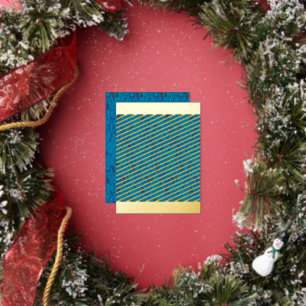 Een blauwe en zwarte achtergrond met een patroon folie feestdagen briefkaart