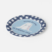 Een blauwe Gingham Birthday.. Papieren Bordje (Gekanteld)