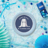 Een blauwe Gingham Birthday.. Papieren Bordje (Feest)