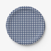 Een blauwe Gingham Birthday.. Papieren Bordje (Voorkant)