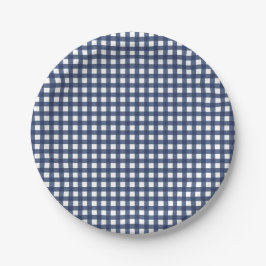 Een blauwe Gingham Birthday.. Papieren Bordje