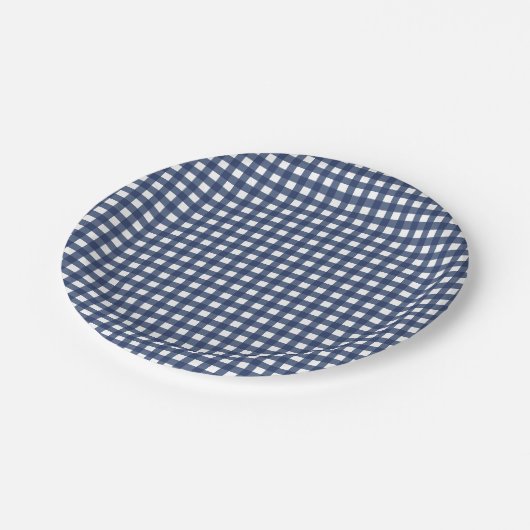 Een blauwe Gingham Birthday.. Papieren Bordje (Gekanteld)