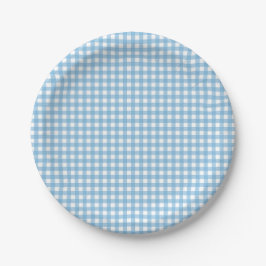 Een blauwe Gingham Birthday.. Papieren Bordje