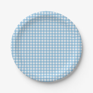 Een blauwe Gingham Birthday.. Papieren Bordje