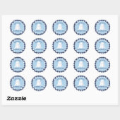 Een blauwe Gingham Birthday.. Ronde Sticker (Vel)