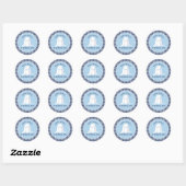 Een blauwe Gingham Birthday.. Ronde Sticker (Vel)