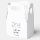 Een blauwe glitter jongen moderne 1e verjaardag bedankdoosjes (Geopend)