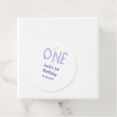 Een blauwe glitter jongen moderne 1e verjaardag bedankjes labels (In situ)