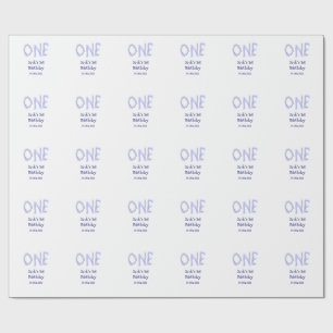 Een blauwe glitter jongen moderne 1e verjaardag cadeaupapier