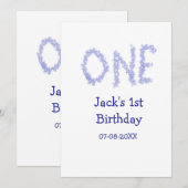 Een blauwe glitter jongen moderne 1e verjaardag feestdagenkaart (Voorkant / Achterkant)