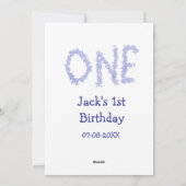 Een blauwe glitter jongen moderne 1e verjaardag feestdagenkaart (Achterkant)