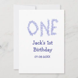 Een blauwe glitter jongen moderne 1e verjaardag feestdagenkaart