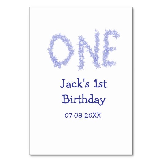 Een blauwe glitter jongen moderne 1e verjaardag kaart (Voorkant)