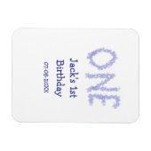 Een blauwe glitter jongen moderne 1e verjaardag magneet (Horizontaal)