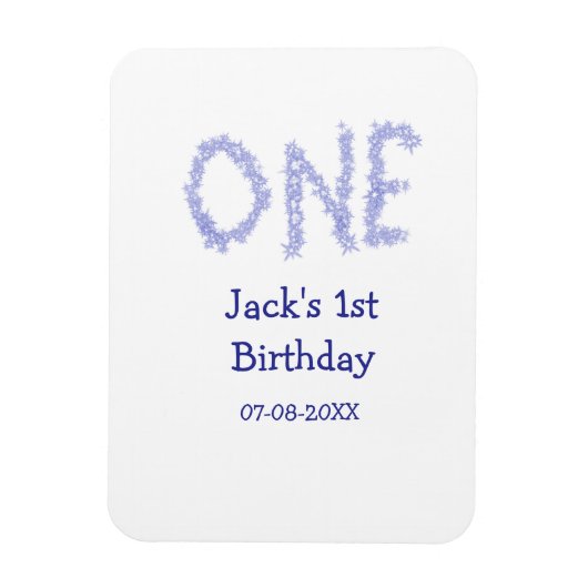 Een blauwe glitter jongen moderne 1e verjaardag magneet (Verticaal)