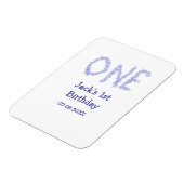 Een blauwe glitter jongen moderne 1e verjaardag magneet (Linkerzijde)