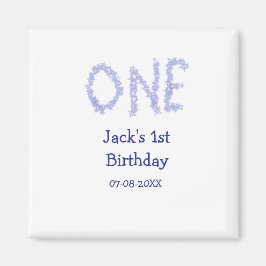 Een blauwe glitter jongen moderne 1e verjaardag magneet