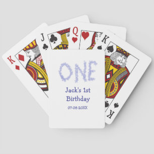 Een blauwe glitter jongen moderne 1e verjaardag pokerkaarten