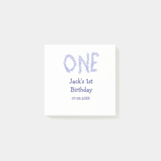 Een blauwe glitter jongen moderne 1e verjaardag post-it® notes (Voorkant)