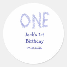 Een blauwe glitter jongen moderne 1e verjaardag ronde sticker