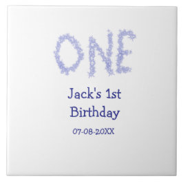 Een blauwe glitter jongen moderne 1e verjaardag tegeltje