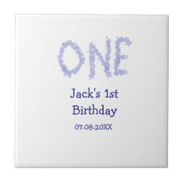 Een blauwe glitter jongen moderne 1e verjaardag tegeltje