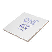 Een blauwe glitter jongen moderne 1e verjaardag tegeltje (Zijkant)