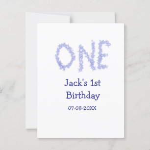 Een blauwe glitterjongen moderne 1e verjaardag  briefkaart