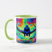 Een blauwe gorilla in een kleurrijk bos. mok (Links)