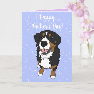 Eén blauwe groene Bernese Mountain Dog Moederdag Kaart
