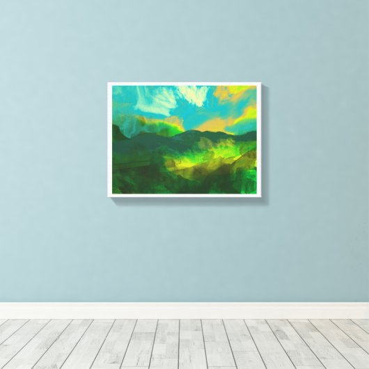 een blauwe hemel canvas afdruk (Insitu (Houten vloer))