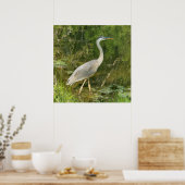 Een blauwe heron kunst poster (Keuken)