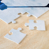 Een blauwe hockeyspeler legpuzzel (Zijkant)