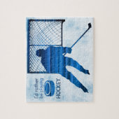 Een blauwe hockeyspeler legpuzzel (Verticaal)
