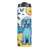 Een blauwe hond op het strand thermosbeker (Voorkant)