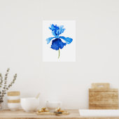 eén blauwe iris - waterverf poster (Keuken)