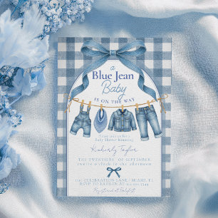 Een Blauwe Jean Baby Shower Jongen Kaart