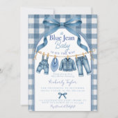 Een Blauwe Jean Baby Shower Jongen Kaart (Voorkant)
