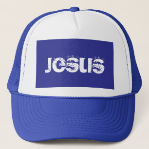 Een blauwe Jezus Trucker Hoed Pet